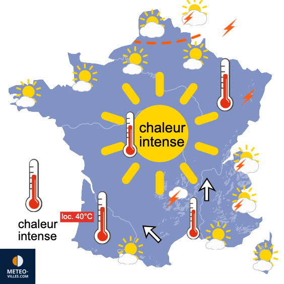 Carte de prévisions du temps du Sunday, June 21, 2026
