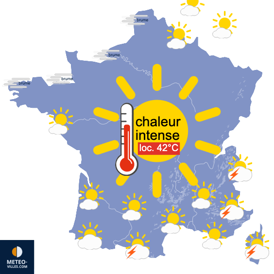 Carte de prévisions du temps du Jeudi 18 juin 2026