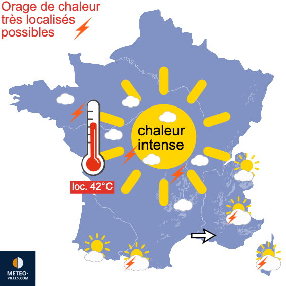 Carte de prévisions du temps du Lundi 22 juin 2026