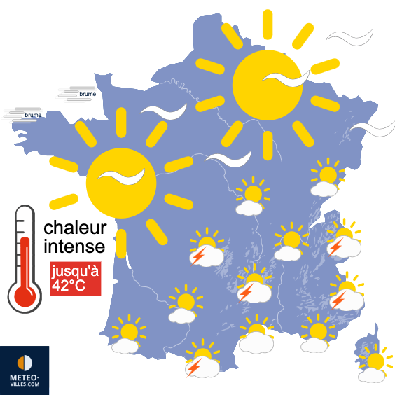 Carte de prévisions du temps du Jeudi 18 juin 2026