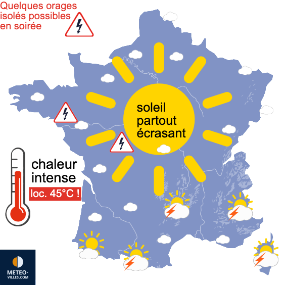Carte de prévisions du temps du Mercredi 24 juin 2026