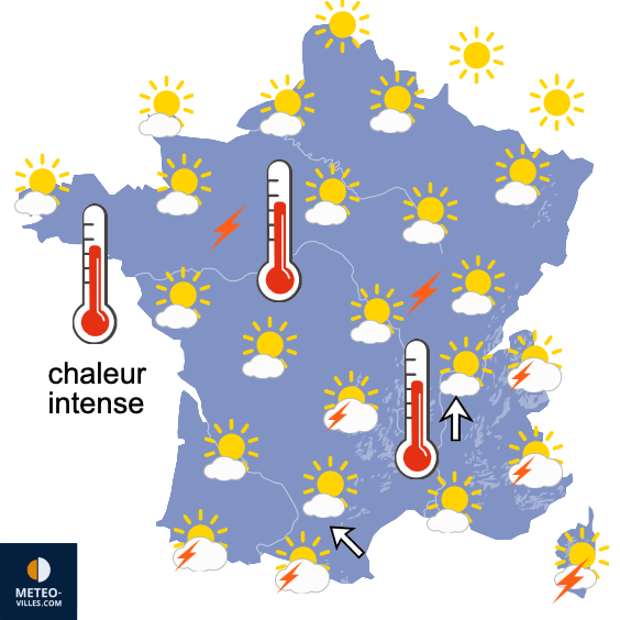 Carte de prévisions du temps du Lundi 22 juin 2026