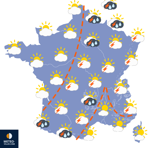 Carte de prévisions du temps du Samedi 27 juin 2026