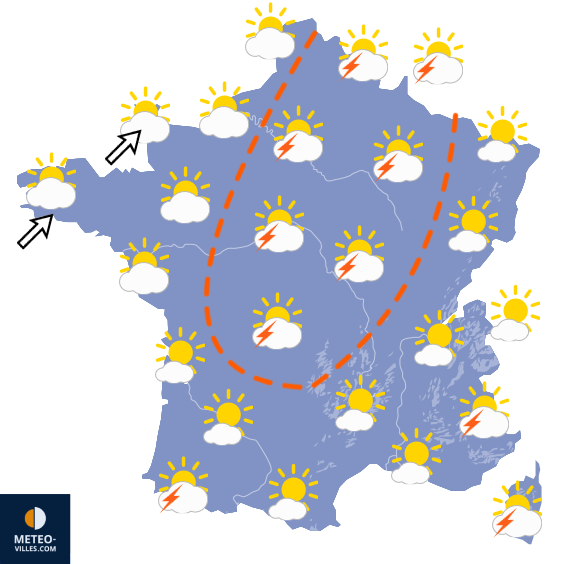 Carte de prévisions du temps du Samedi 27 juin 2026