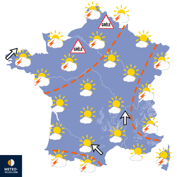 Carte de prévisions du temps du Mercredi 24 juin 2026