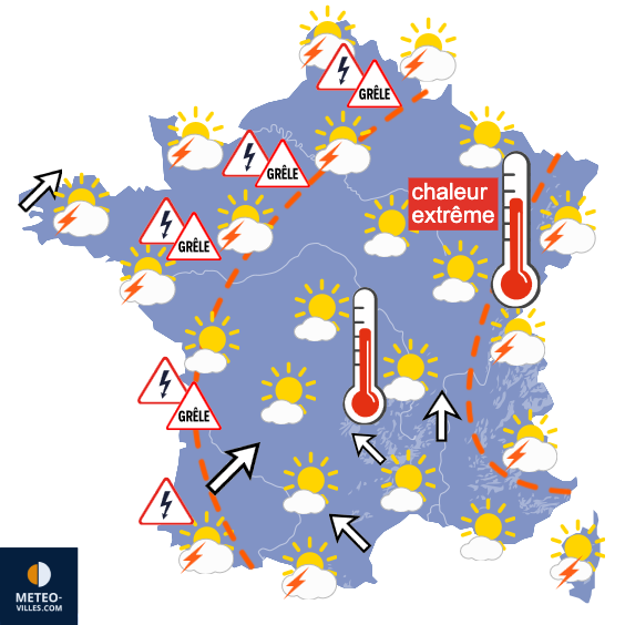 Carte de prévisions du temps du Jeudi 25 juin 2026