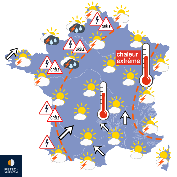 Carte de prévisions du temps du Samedi 27 juin 2026