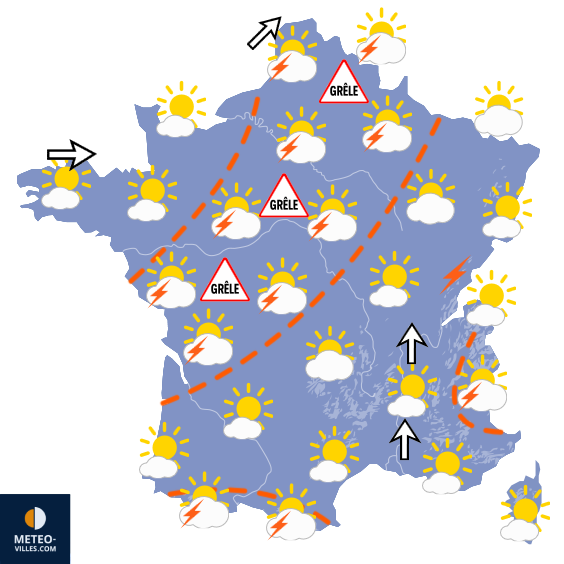 Carte de prévisions du temps du Mardi 23 juin 2026
