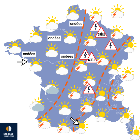 Carte de prévisions du temps du Jeudi 25 juin 2026