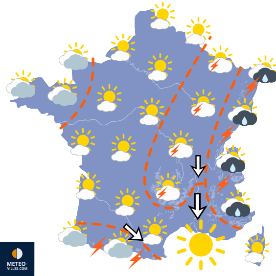 Carte de prévisions du temps du Dimanche 28 juin 2026