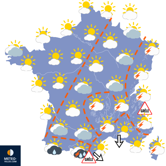 Carte de prévisions du temps du Lundi 29 juin 2026