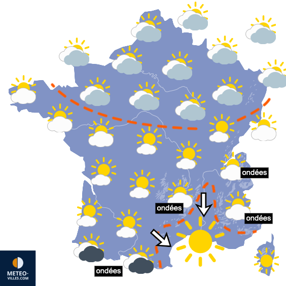 Carte de prévisions du temps du Jeudi 25 juin 2026