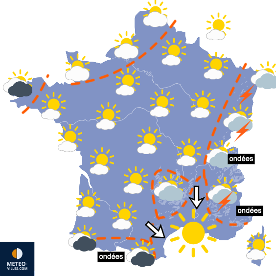 Carte de prévisions du temps du Lundi 29 juin 2026