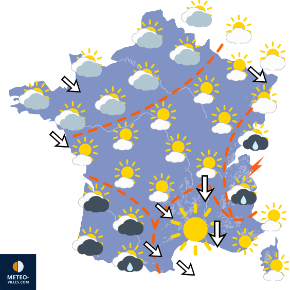 Carte de prévisions du temps du Lundi 29 juin 2026