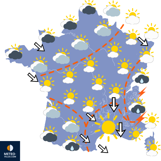 Carte de prévisions du temps du Lundi 29 juin 2026