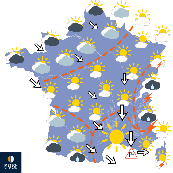Carte de prévisions du temps du Wednesday, July 1, 2026