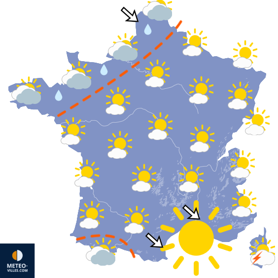 Carte de prévisions du temps du Lundi 29 juin 2026
