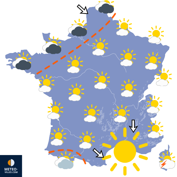 Carte de prévisions du temps du Lundi 29 juin 2026