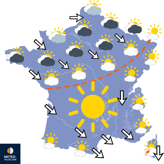 Carte de prévisions du temps du Jeudi 2 juillet 2026