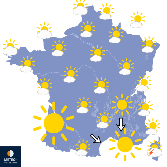 Carte de prévisions du temps du Lundi 29 juin 2026