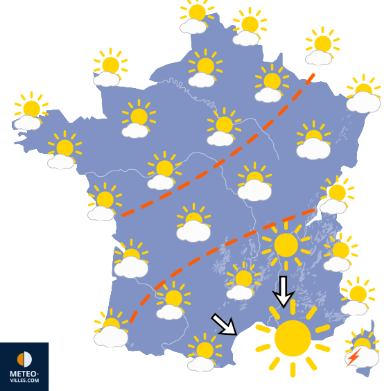 Carte de prévisions du temps du Lundi 29 juin 2026