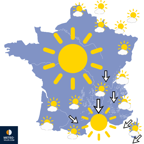 Carte de prévisions du temps du Wednesday, July 1, 2026
