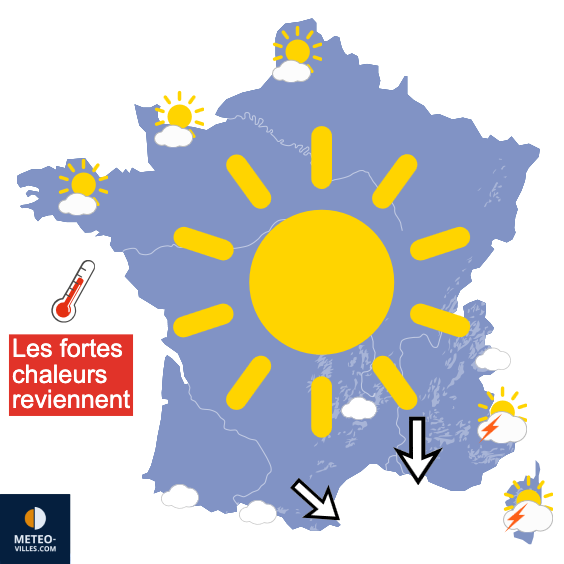 Carte de prévisions du temps du Lundi 29 juin 2026