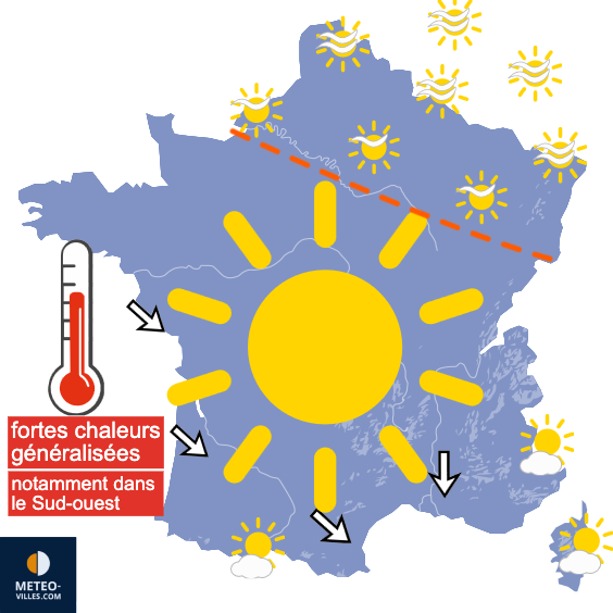 Carte de prévisions du temps du Samedi 4 juillet 2026