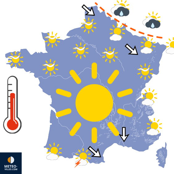 Carte de prévisions du temps du Jeudi 2 juillet 2026
