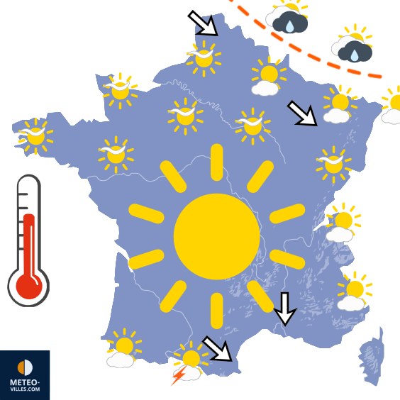 Carte de prévisions du temps du Vendredi 3 juillet 2026