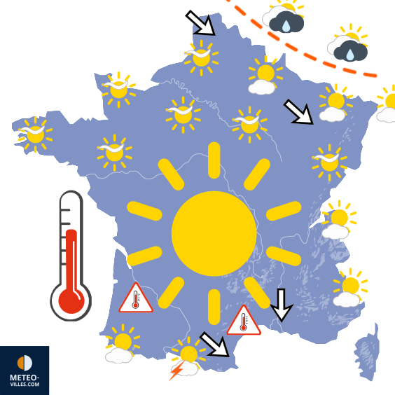 Carte de prévisions du temps du Vendredi 3 juillet 2026