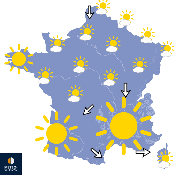Carte de prévisions du temps du Wednesday, July 1, 2026