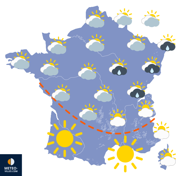 Carte de prévisions du temps du Jeudi 2 juillet 2026