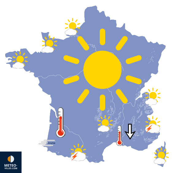 Carte de prévisions du temps du Mardi 7 juillet 2026