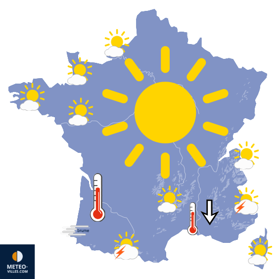 Carte de prévisions du temps du Mardi 7 juillet 2026