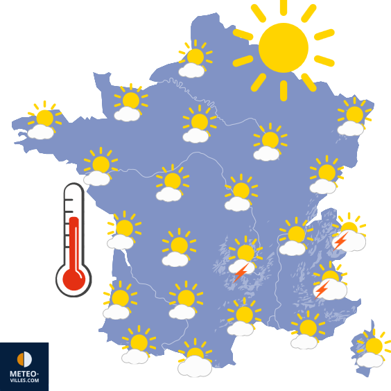 Carte de prévisions du temps du Mardi 7 juillet 2026