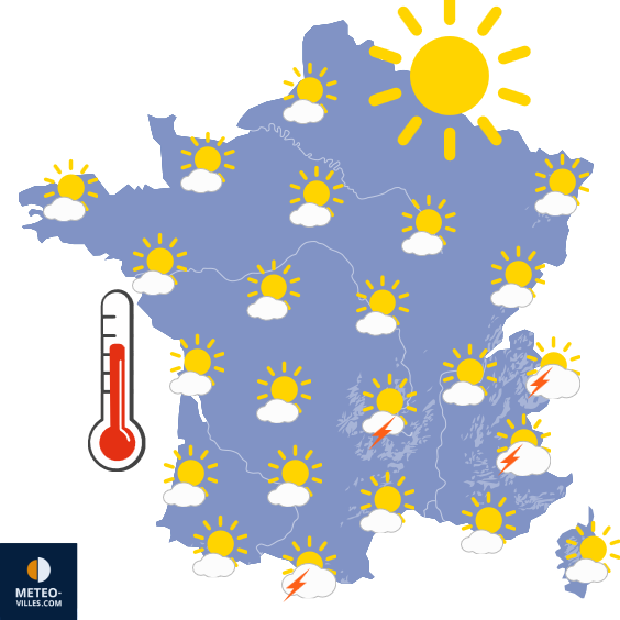 Carte de prévisions du temps du Mardi 7 juillet 2026
