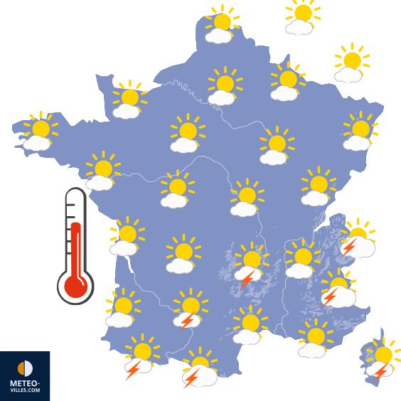 Carte de prévisions du temps du Mercredi 8 juillet 2026