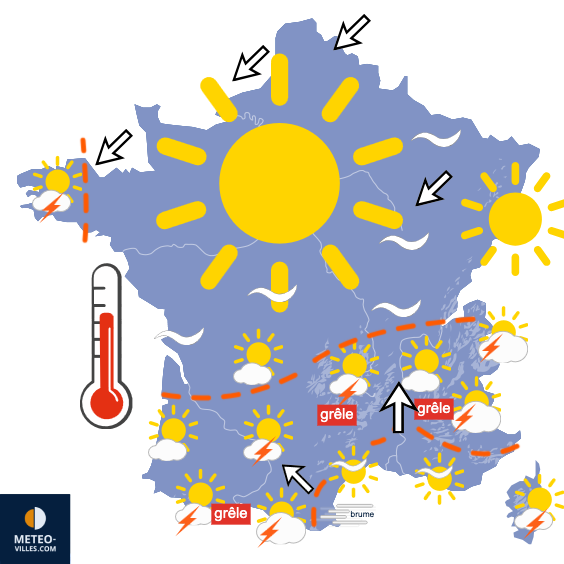 Carte de prévisions du temps du Jeudi 9 juillet 2026