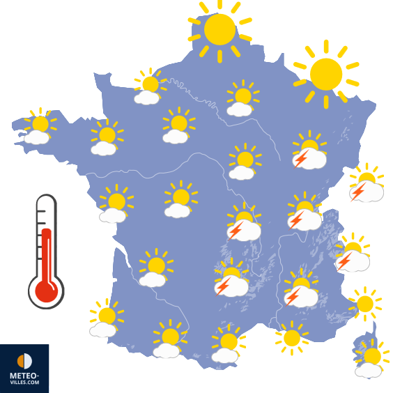 Carte de prévisions du temps du Samedi 11 juillet 2026