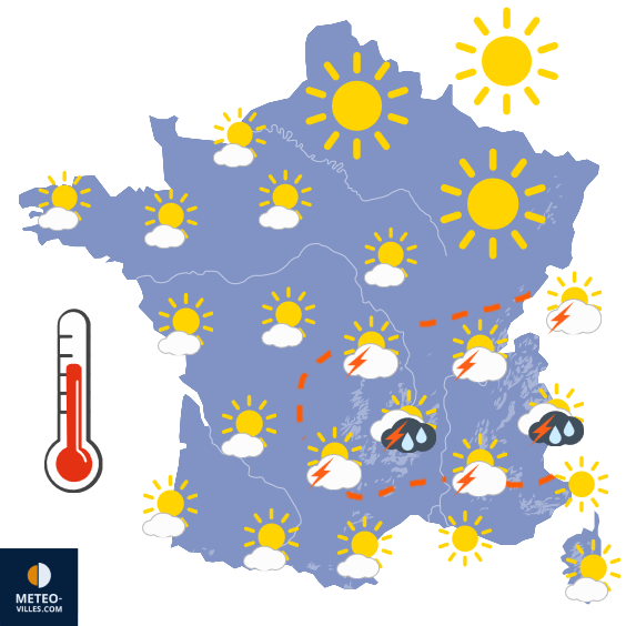 Carte de prévisions du temps du Mardi 7 juillet 2026