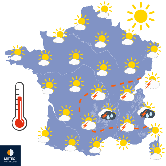 Carte de prévisions du temps du Mercredi 8 juillet 2026