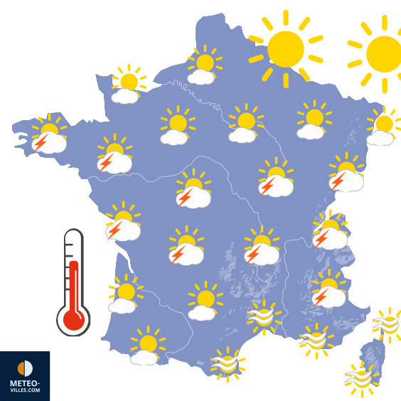 Carte de prévisions du temps du Mardi 7 juillet 2026