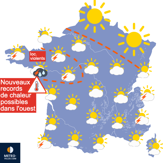 Carte de prévisions du temps du Mardi 7 juillet 2026