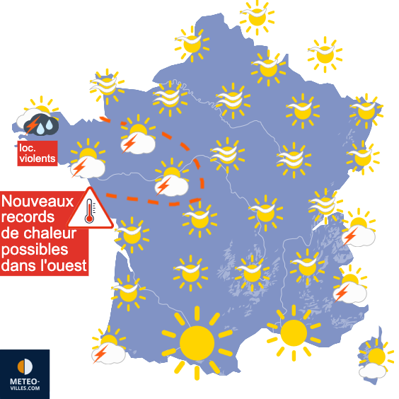 Carte de prévisions du temps du Jeudi 9 juillet 2026