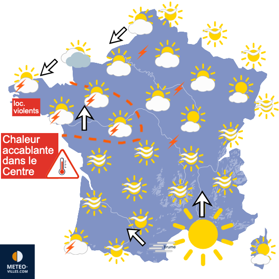 Carte de prévisions du temps du Dimanche 12 juillet 2026
