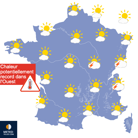Carte de prévisions du temps du Mardi 7 juillet 2026