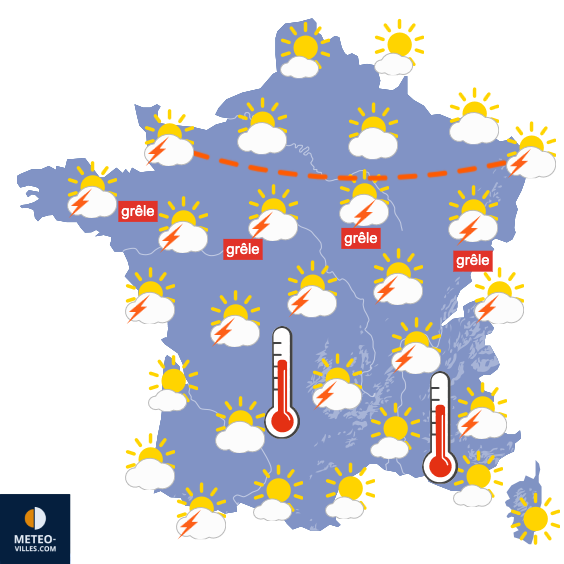 Carte de prévisions du temps du Mardi 14 juillet 2026