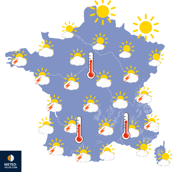Carte de prévisions du temps du Dimanche 12 juillet 2026