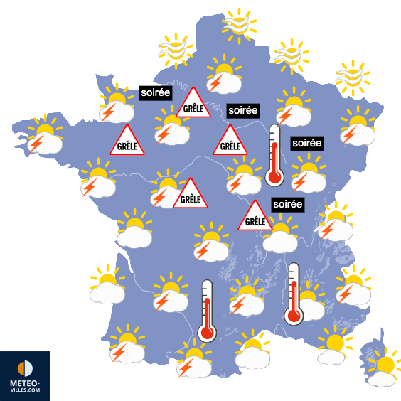 Carte de prévisions du temps du Mardi 14 juillet 2026